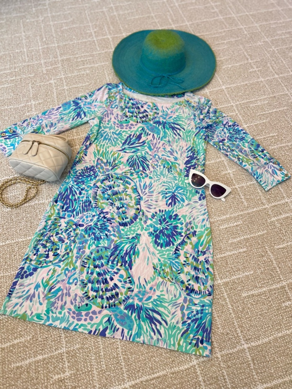 Lilly Pulitzer Sophie Midi Dress in Pastel Blue, Mint & Pink Floral Size M